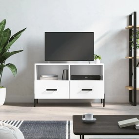 Comoda TV, alb extralucios, 80x36x50 cm, lemn prelucrat