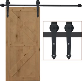 HOMCOM Kit pentru Usa Glisanta Greutate 100kg, Sina pentru Usa Glisanta cu Roti Stil Rustic, Negru