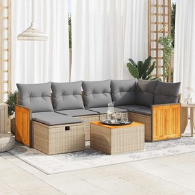 vidaXL Set canapele de grădină, 7 piese, cu perne, bej, poliratan