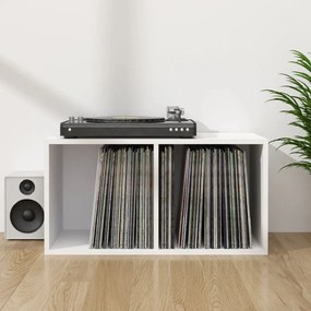 800117 vidaXL Cutie de depozitare viniluri, alb, 71x34x36 cm, lemn compozit
