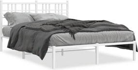 vidaXL Cadru de pat metalic cu tăblie, alb, 140x190 cm