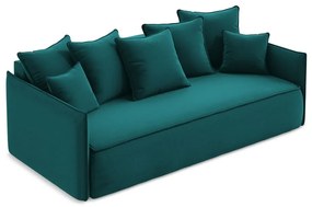 Canapea turcoaz extensibilă/cu spațiu de depozitare cu tapițerie din catifea 225 cm Hula – Makamii