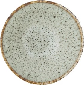 Bol din ceramică artizanală verde perlat cu striații fine și accente rustice, 200 ml, 11×5,5 cm, „Fleur"