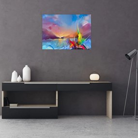 Tablou pe sticlă - Apus de soare (70x50 cm)