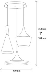 Lustră de 3 becuri Opviq lights Elmas, negru