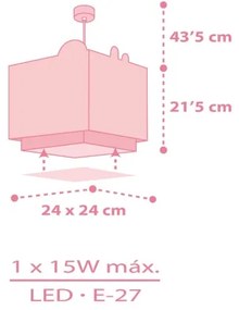 Lustră pe cablu JUNGLE 1xE27/15W/230V roz Dalber 63112S