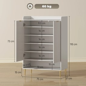 HOMCOM Scarpiera Salvaspazio pentru 24 de Perechi de Încălțăminte cu 3 Rafturi Detașabile și Raft Inferior | Aosom Romania