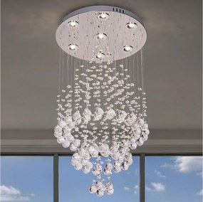 Plafonieră cu cristale LED NAURU LED/24W/230V Ø 40 cm crom lucios + telecomandă