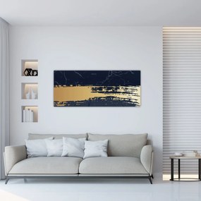 Tablou - Albastru și aur abstracție N⁰2 (120x50 cm)