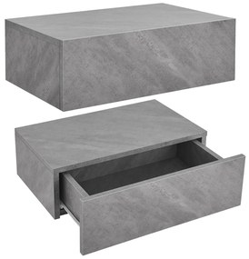 Noptiera montata pe perete 46x30x15 cm cu sertar, aspect beton