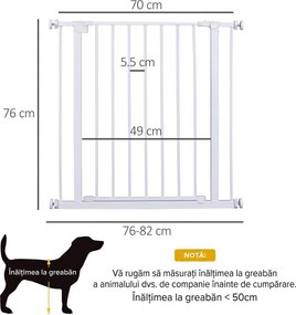 Poarta de Siguranta PawHut pentru Copii si Animale de Companie Alb 76-82x76cm | Aosom Romania