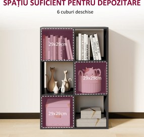 HOMCOM Bibliotecă Modernă Modulară cu 6 Compartimente din PAL, Maro | Aosom Romania