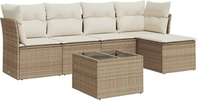 vidaXL Set canapele de grădină cu perne, 6 piese, bej, poliratan