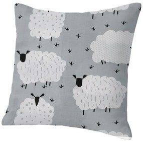 Set 2 bucati huse decorative WHITE SHEEPS 45x45 cm, gri