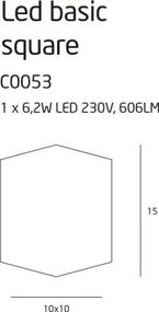 Plafonier, Spot aplicat negru, dim.10x10cm, Led Basic Square C0054 MX