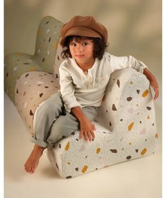 Fotoliu de copii alb cu tapițerie din țesătură bouclé/cu tapițerie din chenille Terrazzo Cloud – Wigiwama