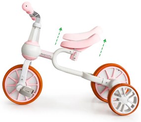 Bicicletă de jogging 4 în 1 cu pedale detașabile și roți laterale roz