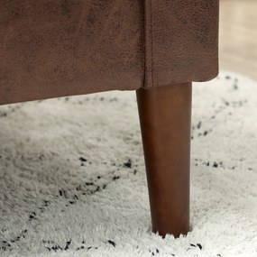 HOMCOM Divan cu 2 Locuri în Material Textil Efect Piele și Picioare din Lemn Maro | Aosom Romania