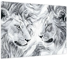 Tablou - Capete de lei desenate (70x50 cm)