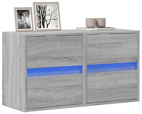 vidaXL Comodă TV de perete cu LED, 2 buc, gri sonoma, 41x31x45 cm