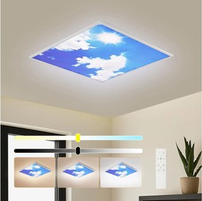 Brilagi-LED SLIMFRAME SKY – corp de iluminat LED dimabil, 58W, 230V, 60x60 cm, argintiu/albastru + telecomandă