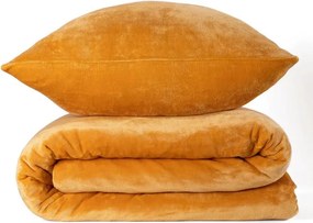 decoDoma Lenjerie de pat din micropluș de culoarea mierii