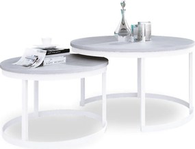Măsuță de cafea 2in1 OKIN – 75x75x43 cm – Alb / Beton