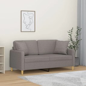 Canapea cu 2 locuri cu pernute, gri taupe, 140 cm, textil