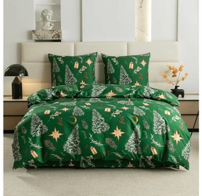 Lenjerie de pat din microfibra GREEN CHRISTMAS verde Dimensiune lenjerie de pat: 2 buc 70 x 90 cm | 200 x 220 cm