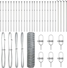 vidaXL Stâlp de gard. Argintiu 50 x 0,5 m (plasă de 36 mm) Oțel