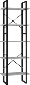vidaXL Bibliotecă cu 5 rafturi gri beton, 40x30x175 cm, lemn prelucrat