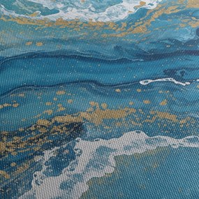 Tablou - Marmură bleu cu aur II. (cu ceas) (90x30 cm)