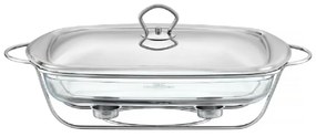 Vas termorezistent cu incalzitor 3.6L, suport si capac argintiu, chafing dish, Helios