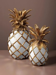 Decoratiune de masa, din oglinzi si polirasina, H25 cm, Pineapple