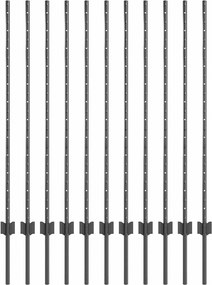 vidaXL Stâlp de gard. 11 pcs Gri 120 cm Oțel