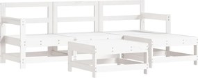 vidaXL Set mobilier relaxare de grădină 5 piese alb lemn masiv de pin