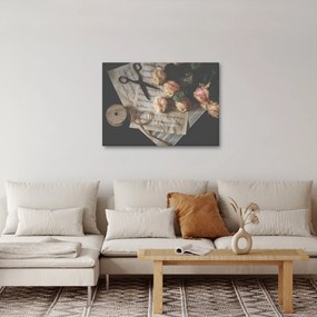 Tablou cu note muzicale și trandafiri (70x50 cm)