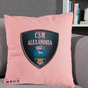 Perna Personalizata CSM Alexandria Fotbal, 40x40 cm, Roz, Husa Detasabila, Perna Inclusa, BEKZ®