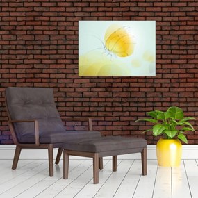 Tablou pe sticlă - Fluturele galben (70x50 cm)