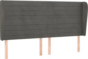 vidaXL Tăblie de pat cu aripioare gri închis 163x23x118/128 cm catifea