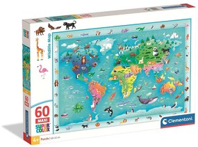 Animale Wildlife Hartă puzzle maxi Clementoni cu 60 de piese