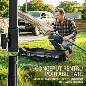 Outsunny Umbrelă dreptunghiulară de exterior cu manivelă, înclinare reglabilă, bej | Aosom Romania