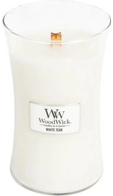 Lumânare parfumată vază mare WoodWick White Teak, 609 g