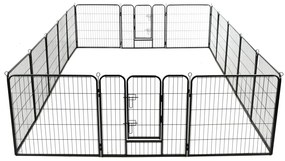 Tarc pentru caini, 16 panouri, otel, 80 x 80 cm, negru 80 x 80 cm, 16 panouri