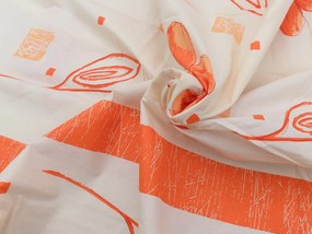 Lenjerie de bumbac ORANGE FLOWERS alb Dimensiune lenjerie de pat: 70 x 90 cm | 140 x 200 cm