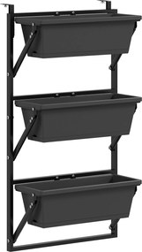 Outsunny Set de 3 ghivece ghiveci cu orificii, 56x42 cm, ghivece pătrate din plastic, Gri închis | Aosom Romania