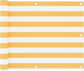 vidaXL Paravan de balcon, alb și galben, 75 x 400 cm, țesătură oxford