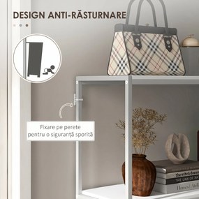 HOMCOM Masă Consolă de Intrare Subțire cu Partea Superioară Deschisă, Dulap Consolă din Oțel și PAL, 100x30x87 cm, Alb | Aosom Romania