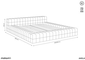 Pat matrimonial teracotă tapițat cu somieră 160x200 cm Akela – Makamii