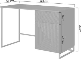 Biurou modern Asha 120 cm cu sertar - culoare cașmir / cadru cașmir